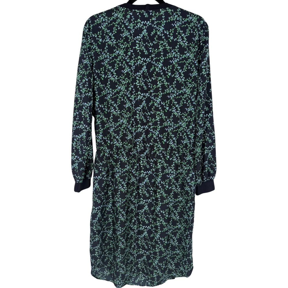 Lauren Ralph Lauren Womens Long Sleeve Floral Drawstring Waist Dress Navy Sz 10 - Picture 2 of 13